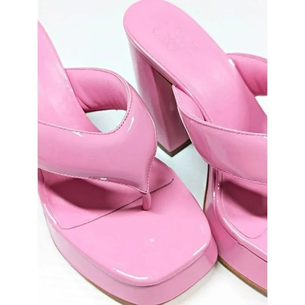 Gia Borghini Women's Gia 17 Pink Patent Platform Sandals Size 39 IT (MSRP $475)